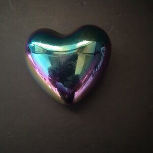Rainbow Titanium Coated Hematite Heart Root Chakra Balancing Mirror-Like